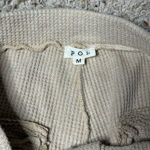 POL Cream Waffle Knit Pants